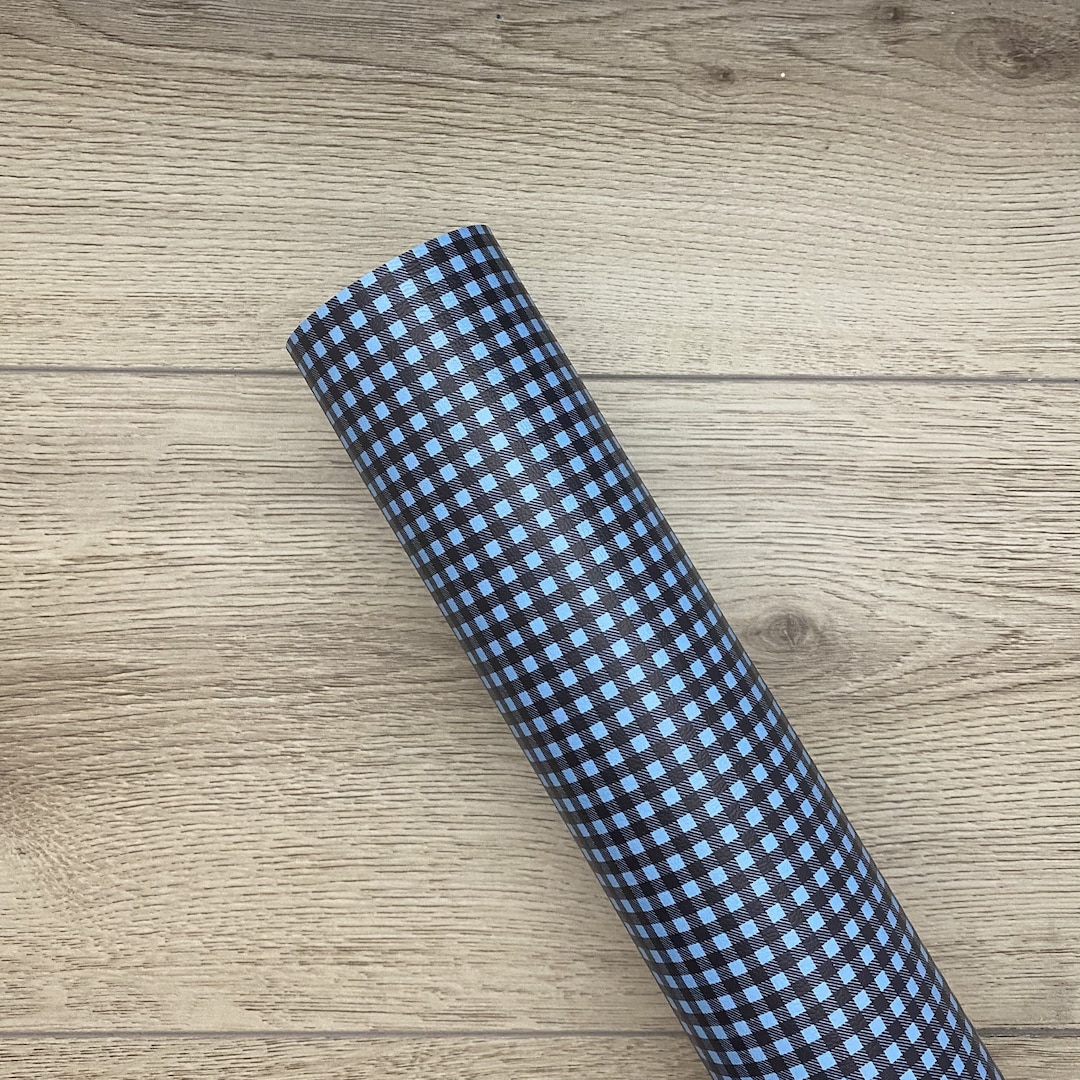 Light Blue Buffalo Plaid Custom Faux Leather Etsy