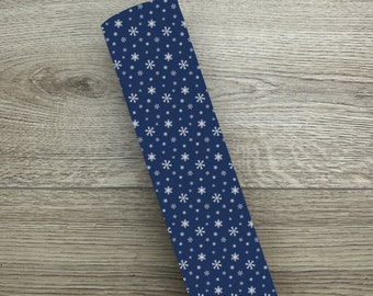 Dark Blue Snowflakes Custom Faux Leather