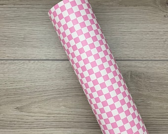 Pink & White Checkers Kundenspezifisches Kunstleder