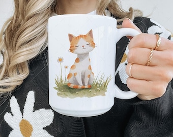 Envoltura de taza con diseño de gato, diseño de sublimación de taza de gatito vintage, envoltura de taza de café de 325 ml con gatito retro, envoltura de taza de acuarela de 433 ml PNG, envoltura de taza para niños