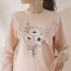 Coquelicot Svg, Svg bouquet de fleurs de pavot, fleurs fichiers SVG, fichier SVG floral, fleurs coupées fichiers, fichier SVG bouquet de fleurs, dessin au trait, bouquet de fleurs