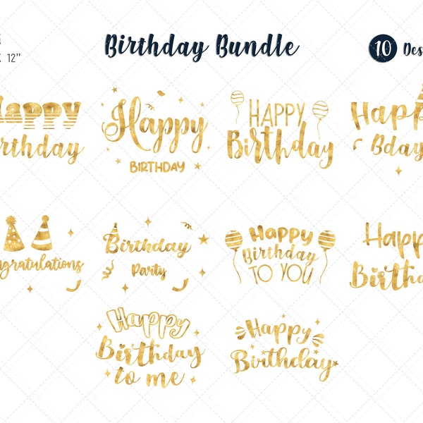 Gold Birthday Clip Art, Gold Foil, Gold Overlays, Instant Download,  Golden Overlays for Photographers, Holiday Word Art, Overlays Photo