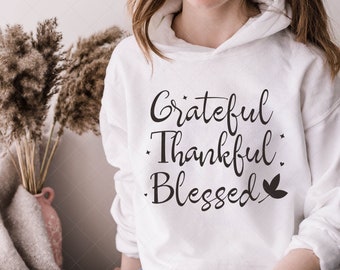 Grateful Thankful Blessed Svg, Fall Svg, Phrases QUOTES, Fall Overlay, Grateful Thankful Blessed Svg Saying, Line Art