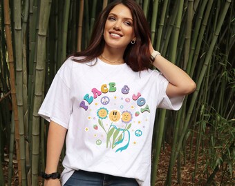 PNG de flores hippies, PNG de flores retro, Sublimación retro con estilo, PNG de sublimación vintage, PNG de paz y alegría, PNG boho, Diseño para camisetas, PNG de ajedrez