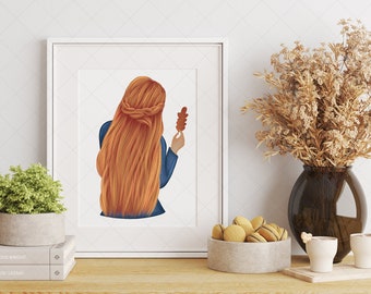 Fashion Girl PNG, Fall Sublimation Design, Fall Libbey Design, Autumn Clipart, Fashion PNG Illustration, Printable Fashion Clipart, Wall Art