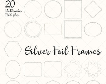 Silver Frame clipart, Geometric Silver Clip art, Silver Polygonal Overlays, Wedding Invitation, Frames scrapbook, Overlays for Photographers