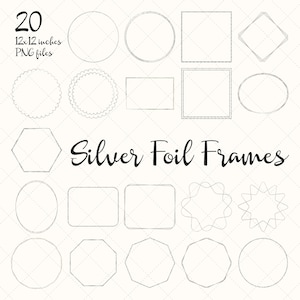 Silver Frame clipart, Geometric Silver Clip art, Silver Polygonal Overlays, Wedding Invitation, Frames scrapbook, Overlays for Photographers image 1