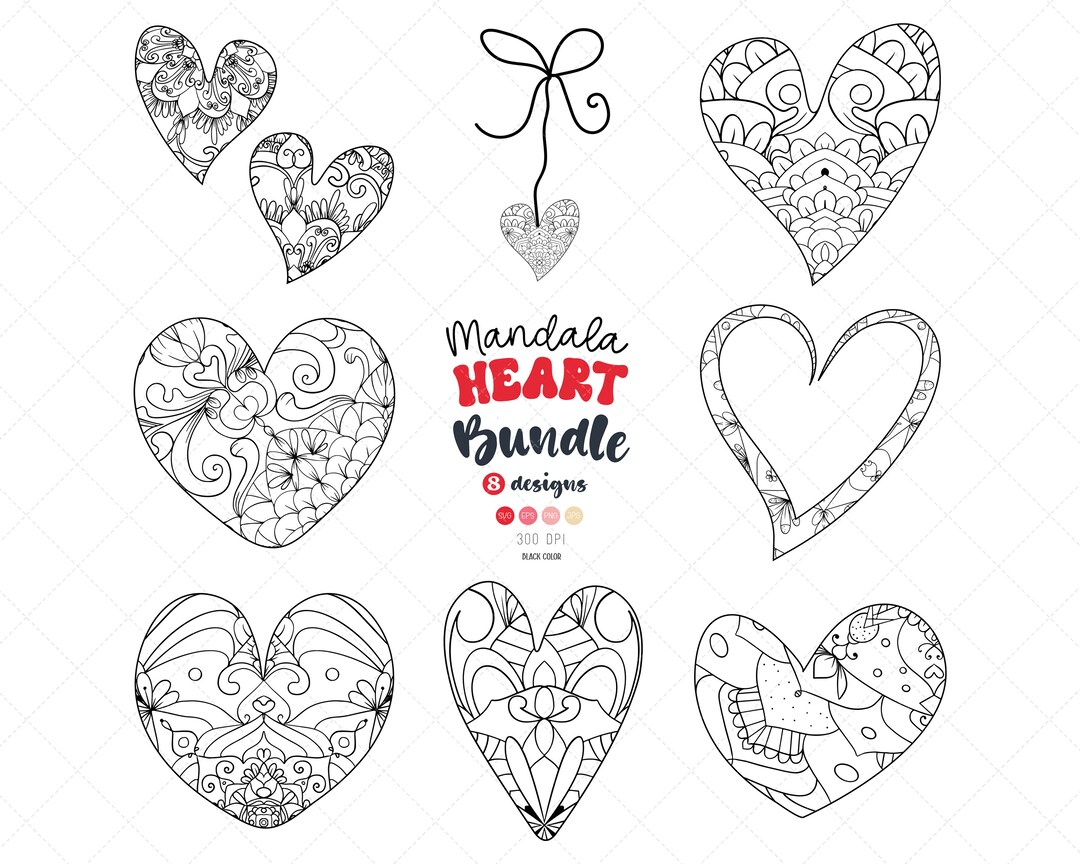 Mandala Heart SVG Bundle, Mandala Hearts SVG, Love Cut File, Valentine ...