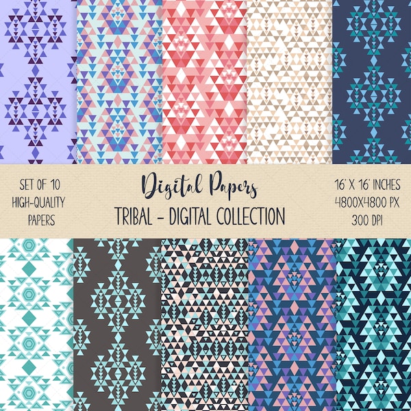 Tribal Paper Bundle, African Tribal Pattern, Ethnic Background, Boho Style Paper, Tribal Paper Pack, Gift Wrapping, Children Digital Paper