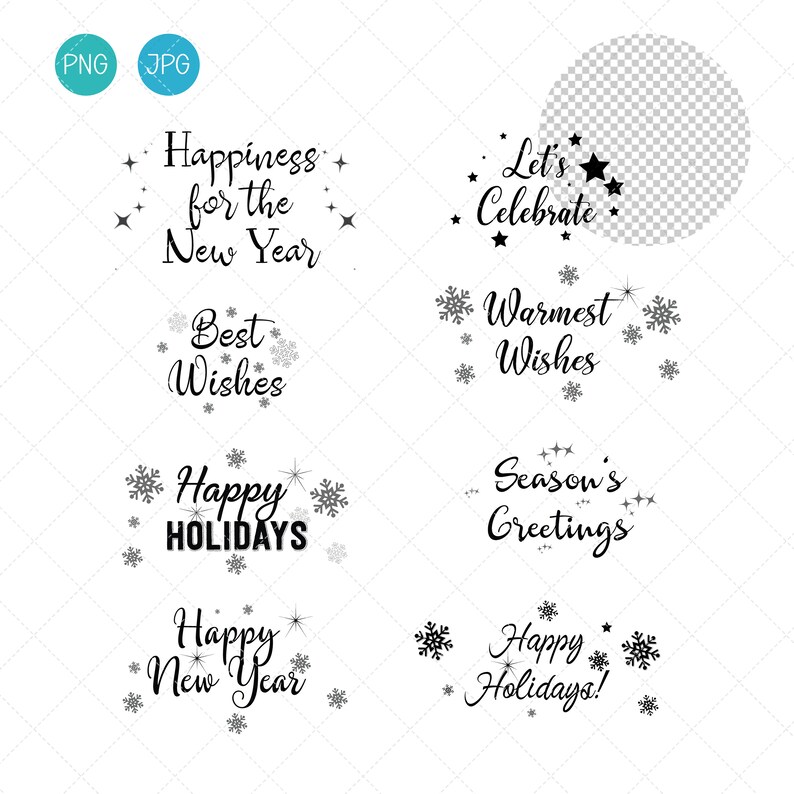 Happy New Year 2024, QUOTES Clip Art, Quote Overlays, Instant Download
