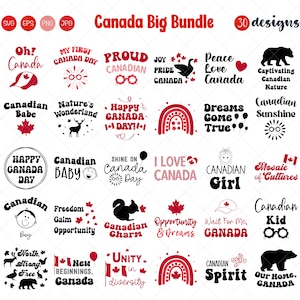 カナダの日 SVG、ビッグ カナダ バンドル SVG、カナダの日 SVG、家族のクリップアート、線画、カナダのクリップアート、カナダ昇華、カナダへようこそ SVG