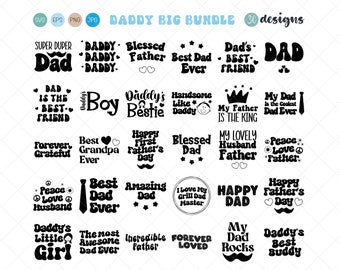 Retro DAD SVG, Father's Day QUOTES, Big Dad Bundle Svg, Father's Day Svg, Baby and Dad Svg, Family clipart, Line Art, Daddy clipart