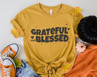 Grateful Blessed Svg, Fall Svg, Phrases QUOTES, Grateful Blessed Overlay, Fall Line Art, Grateful Thankful Blessed Svg, Autumn Svg