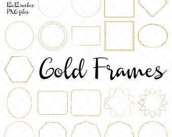 Gold frame clipart, Geometric Golden Clip art, Gold Polygonal Overlays, Wedding Invitation, Frames scrapbook, Overlays for Photographers