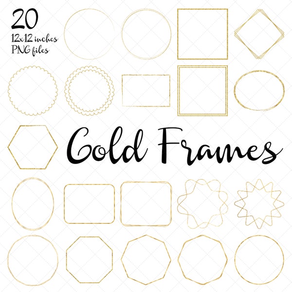 Gold frame clipart, Geometric Golden Clip art, Gold Polygonal Overlays, Wedding Invitation, Frames scrapbook, Overlays for Photographers