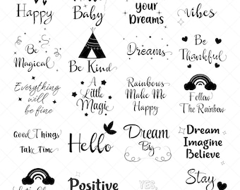 Baby Quotes SVG Bundle, Monochrome Print (Instant Download)