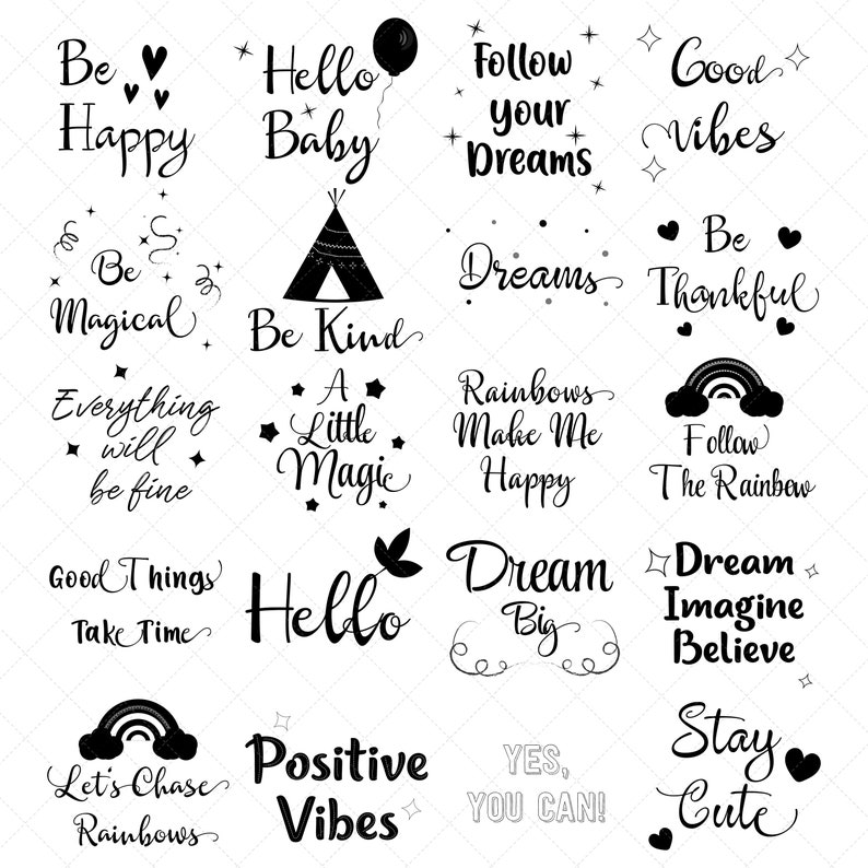 Phrases and QUOTES Clip Art, Baby QUOTES, Instant Download overlays, SVG Bundle, Quote Svg, Monochrome Print, Commercial use image 1