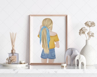 Clip art de chica rubia a la moda: ilustración PNG, diseño para sublimación (descarga digital)