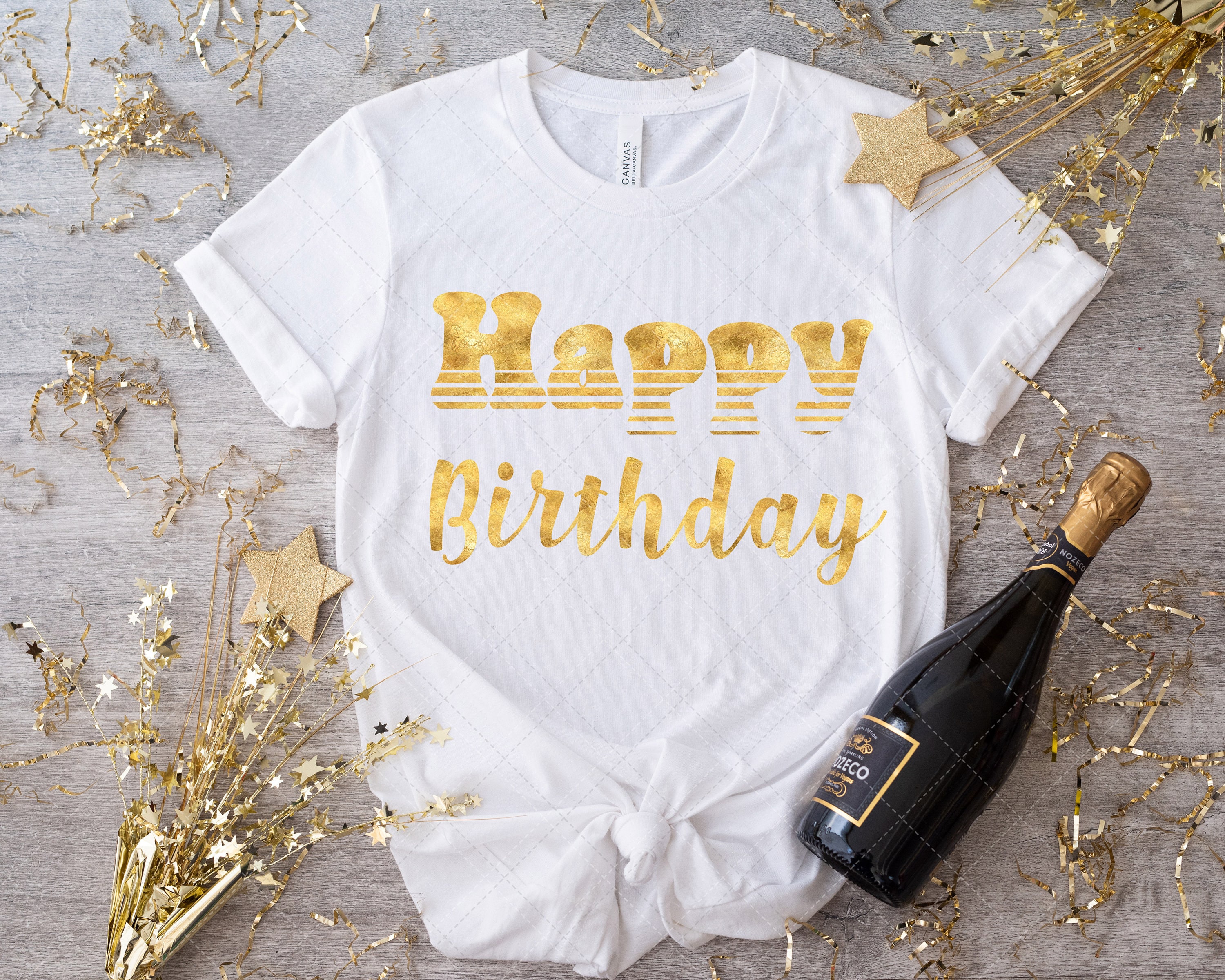 Gold Birthday Clip Art, Gold Foil, Gold Overlays, Instant Download