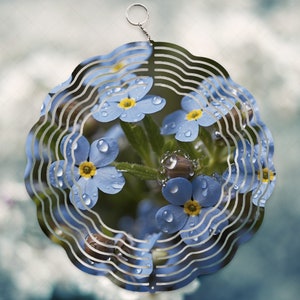 Forget Me Not Flower Wind Spinner Wrap, Sublimation florale PNG Design, Floral 10 pouces Wind Spinner Design, Cadeau pour grand-mère, Floral PNG