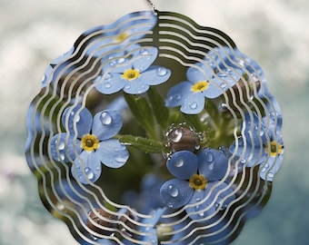 Forget Me Not Flower Wind Spinner Wrap, Floral PNG (10-inch)