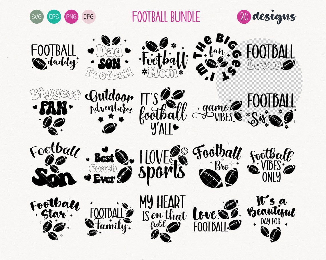 Football SVG Bundle, Football Lover SVG, Football Vibes Svg, Line Art