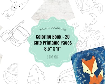 Cute Coloring Book, PDF Coloring Pages For Adults And Kids, Children's Coloring Book, Cute Characters Coloring Pages, Kawaii Coloring Book