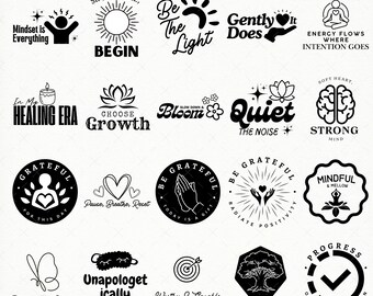 Paquete de archivos SVG "Mañana Consciente", citas de bienestar en formato SVG para Cricut, diseños de autocuidado, tipografía minimalista, imágenes PNG sobre salud mental, paquete de citas zen.