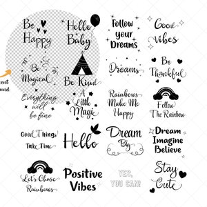 Phrases and QUOTES Clip Art, Baby QUOTES, Instant Download overlays, SVG Bundle, Quote Svg, Monochrome Print, Commercial use image 2