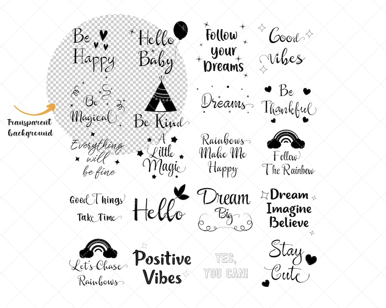 Phrases and QUOTES Clip Art, Baby QUOTES, Instant Download overlays, SVG Bundle, Quote Svg, Monochrome Print, Commercial use image 2