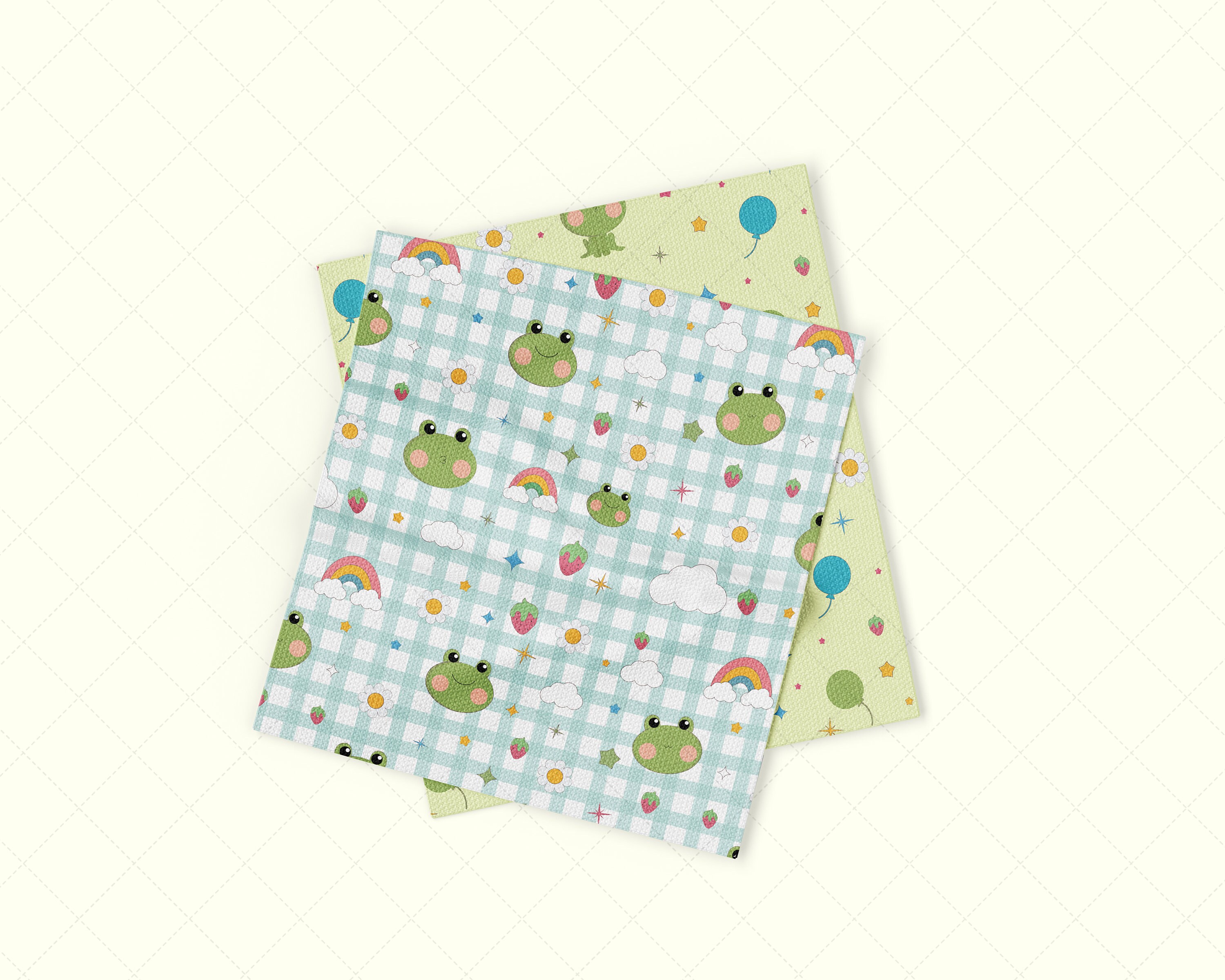 Cute Frog Digital Paper Bundle, Kawaii Frog Children Fabric, Cute ...