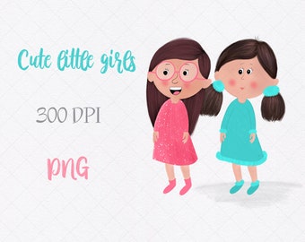 Cute girls Png, Tshirt design, Kids Sublimation, Sublimation Png, Design PNG, Clipart Set, Two girls, Little Girl, Cute Child PNG