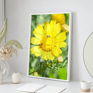 Yellow Daisy Flower Wall Art, Easter Printable Photo, Botanical Print, Flowers Macro Photo, Floral Room Decor, Boho Photo, Nature Home Decor