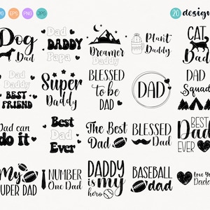 PAPÁ SVG, Día del padre SVG, Arte lineal, Paquete grande, Clipart de papá, Gráfico del día del padre, Pegatinas de planificador, Clipart de deportes, Clipart familiar
