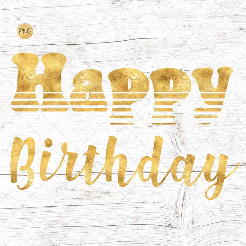 Gold Birthday Clip Art, Gold Foil, Gold Overlays, Instant Download