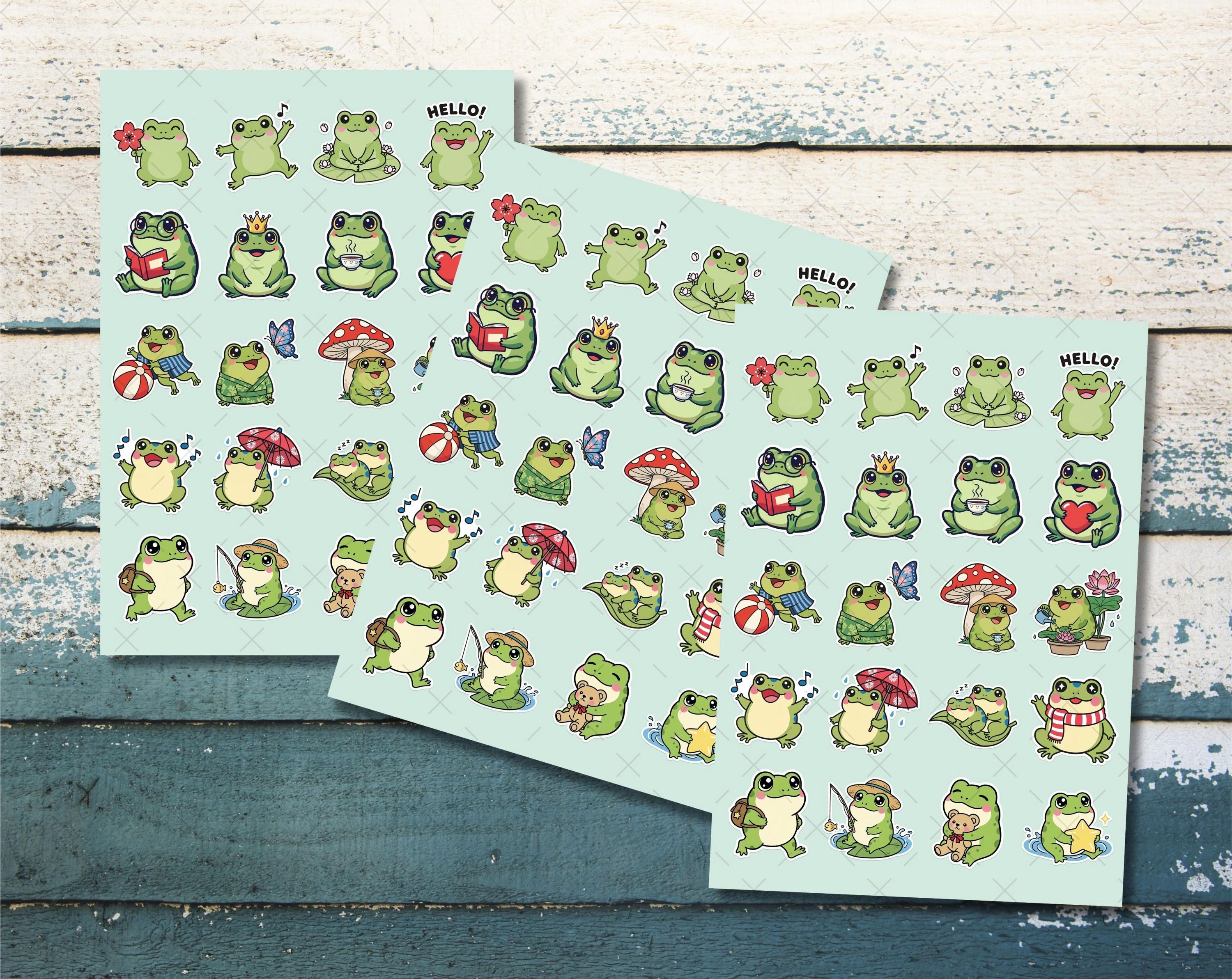 Kawaii Frog Stickers Pack | Cute Frog Activities Stickers | Printable ...
