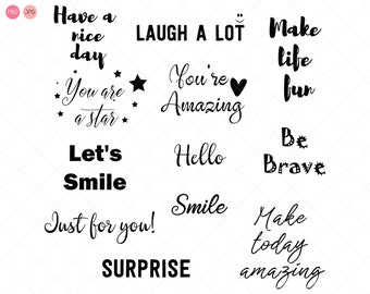 Phrases and QUOTES Clip Art, Instant Download, Monochrome Print, concept in the black color, Overlays for Photographers, Commercial use