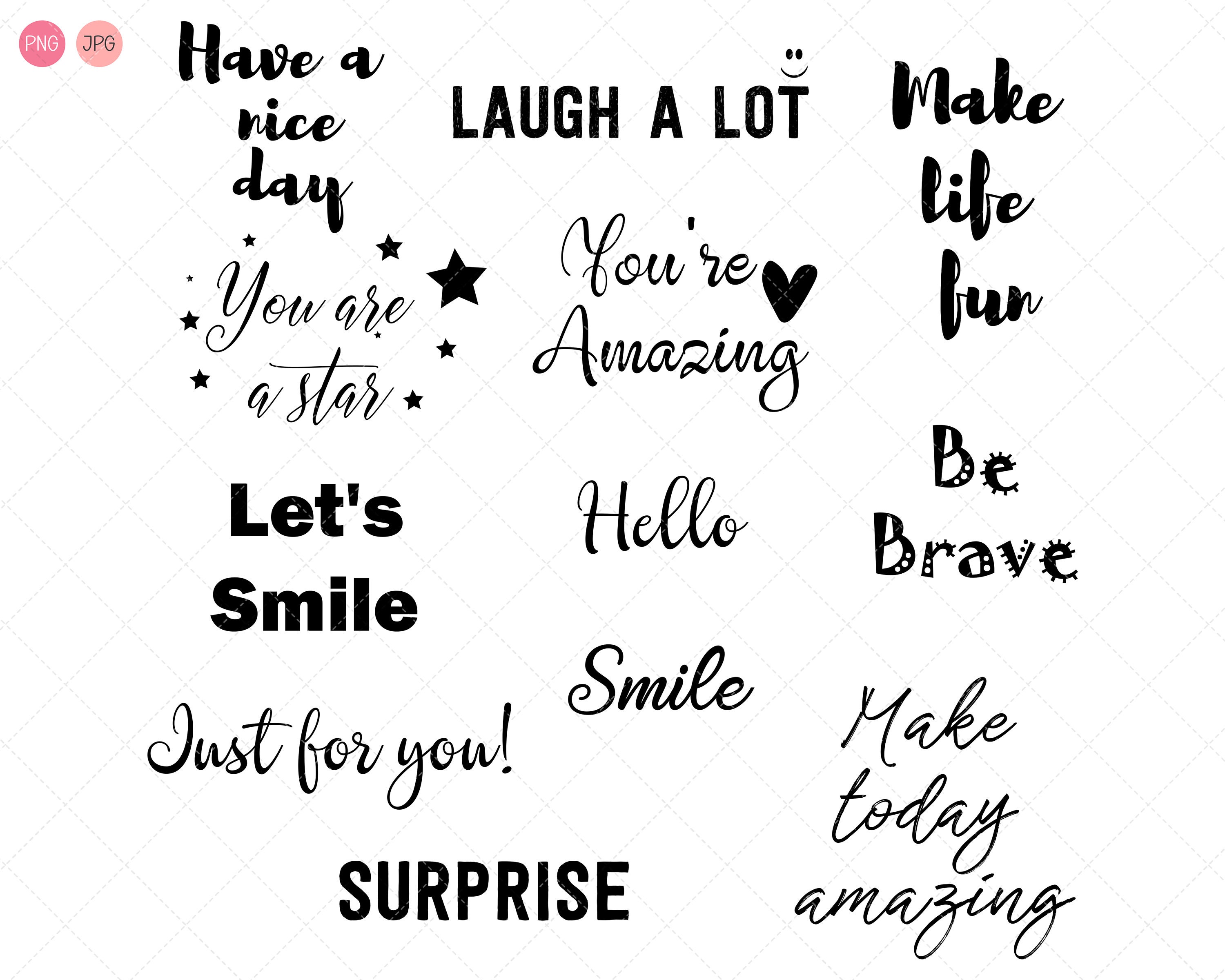Phrases and QUOTES Clip Art, Instant Download, Monochrome Print ...
