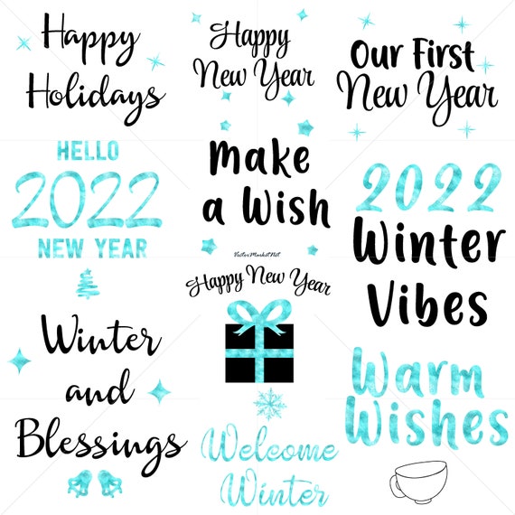 Happy New Year 2022 Clip Art Instant Download Christmas | Etsy