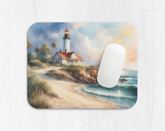 Lighthouse Mouse Pad Design, Watercolor Sea Mouse Pad Sublimation Design, Summer PNG, Gift for Her, Beach Sublimation Design, Office Design