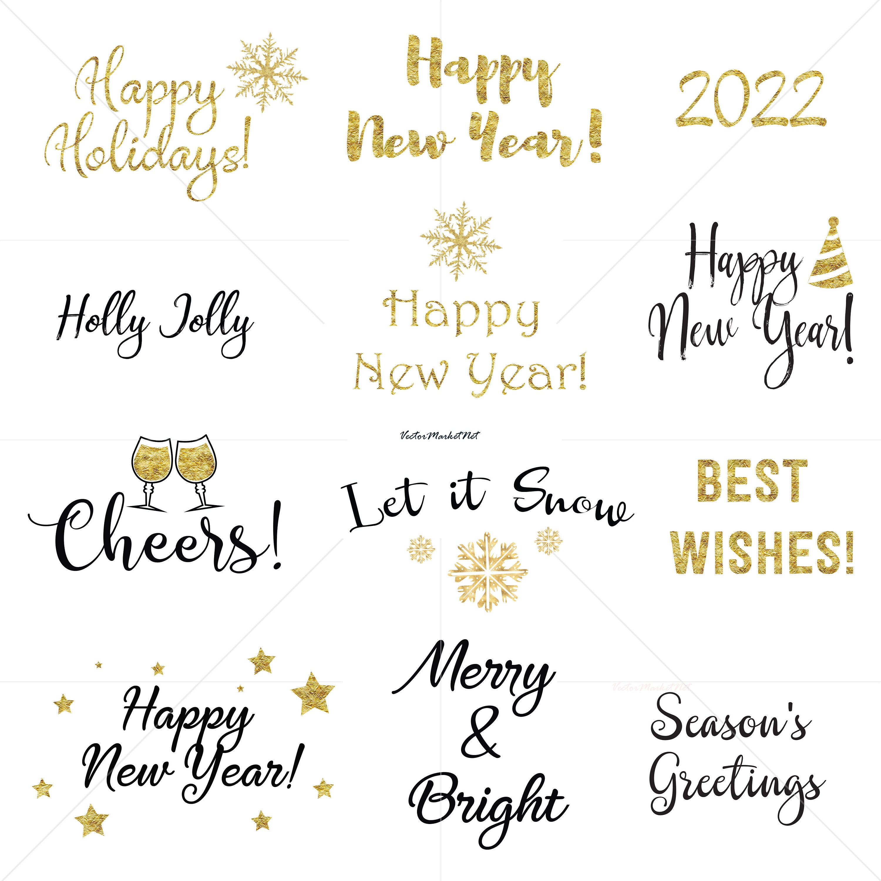 Christmas 2022 Clipart Happy New Year 2022 Clip Art Instant Download Christmas | Etsy