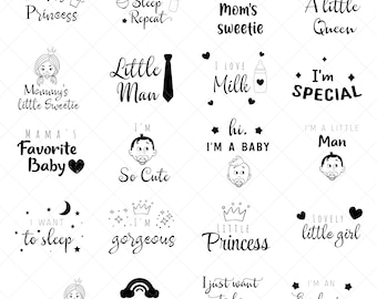 Imágenes prediseñadas de frases y citas para bebés, paquete SVG para bebés, SVG divertidos para bebés, sellos digitales, paquete SVG para recién nacidos, paquete de citas para bebés, dichos lindos para bebés