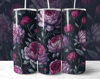 Pink Peony Tumbler Wrap: Watercolor Floral Design (PNG Digital Download)