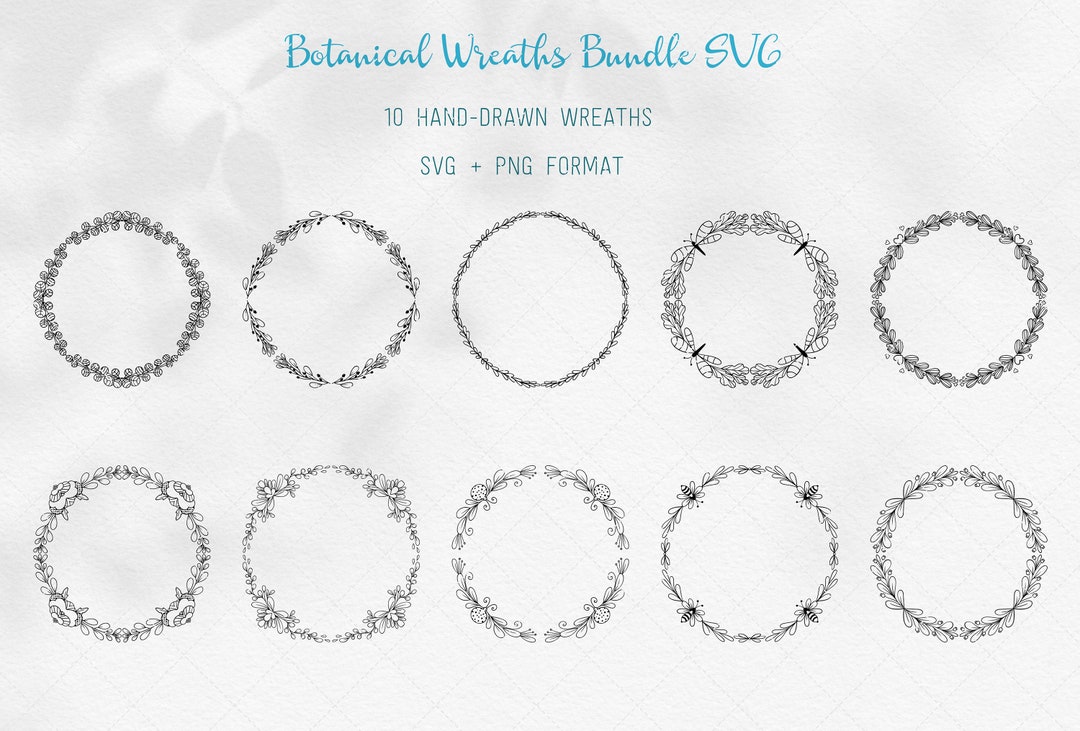 Floral Wreaths SVG Bundle, Hand Drawn Line Art (commercial Use) - Etsy
