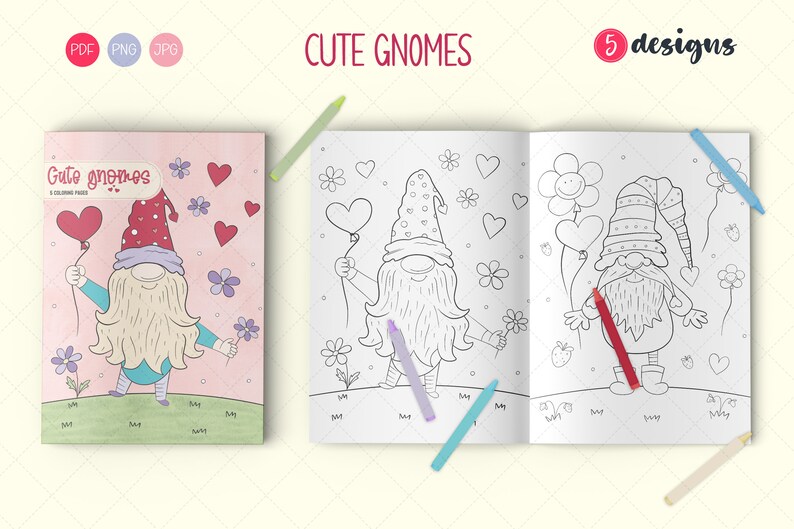 Cute Gnomes Coloring Pages, Procreate Coloring Pages, Valentine ...