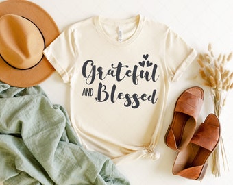 Grateful Thankful Blessed Svg, Fall Svg, Phrases QUOTES, Autumn SVG, Grateful Blessed Overlay, Grateful and Blessed Svg Saying, Line Art