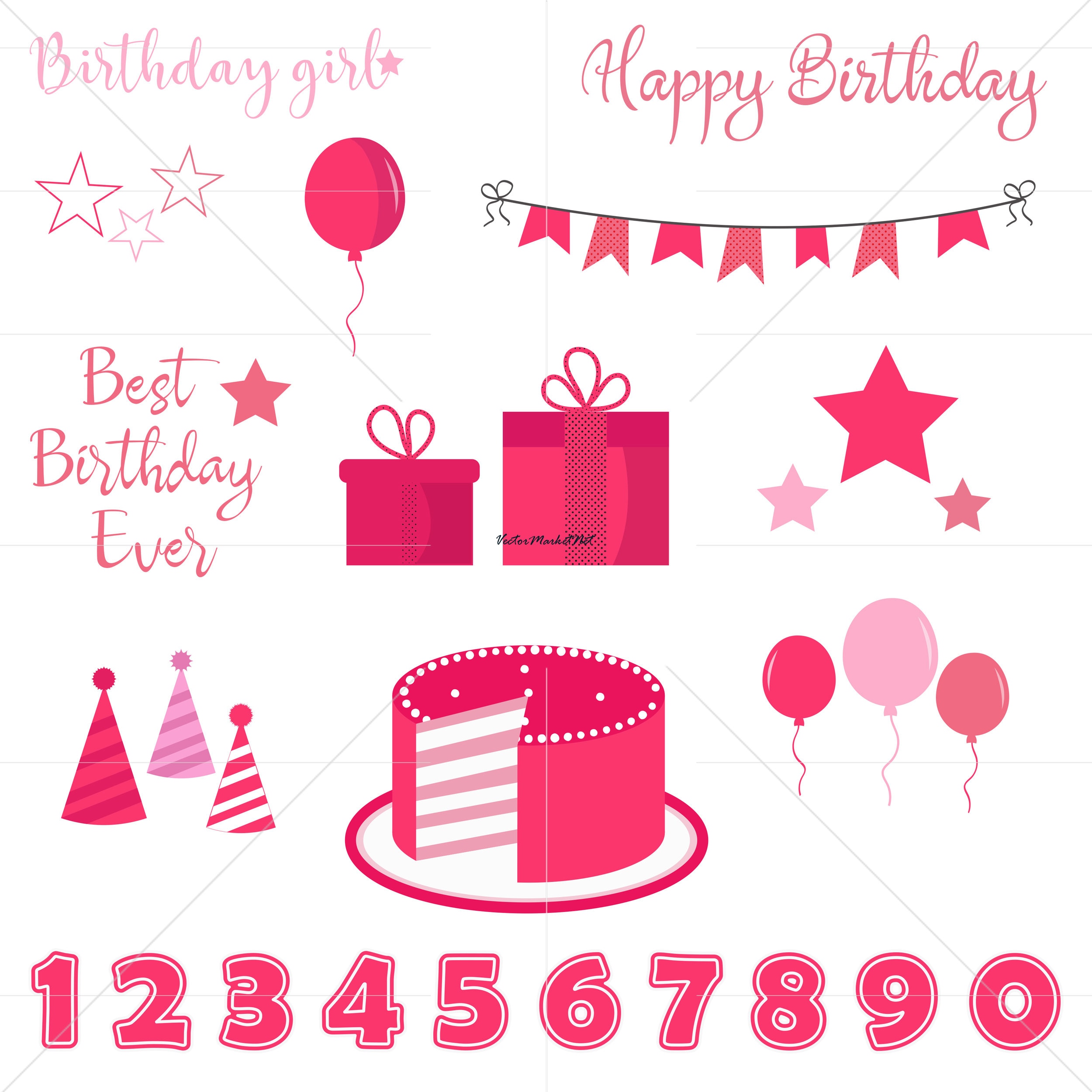 Happy Birthday Girl Clip Art Instant Download Happy Etsy