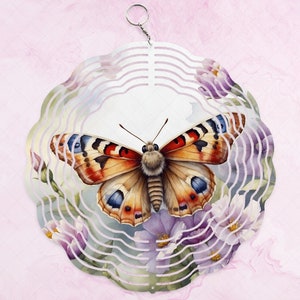 Aquarell Motte Spinner Wrap Design, Schmetterling Sublimation PNG Design, 10-Zoll Wind Spinner Design, Sommer PNG, Blumenmotte Sublimation Design