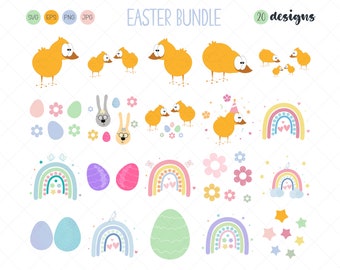 Big Easter SVG Bundle, Chicken SVG, Easter Rainbows SVG Bundle, Flowers Svg, Bunny Svg, Eggs Svg, Children Cut Files, Cricut files