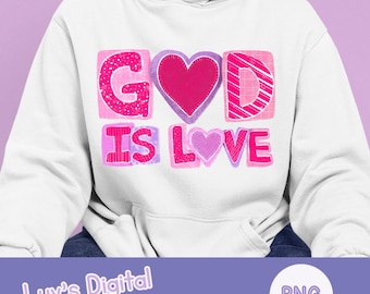 Christian Valentine's Day PNG, God is Love, Galentine's Day (Digital Download)